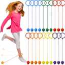 30 Pack Skip Ball for Kids Foldable Flash Wheel Skip Ball Swingball Set Assorted Colors Outside Game Toys for Age 6 7 8 9 10+ Fun Jumper and Exercise Equipment