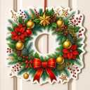 36 Inch Extra Large Christmas Wreaths for Front Door Giant Cardboard Cutout Christmas Wreaths Decoration Hollow Board Xmas Hanging Sign for Door Garage Xmas New Year Holiday Decor