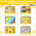 Esjay Toddler Busy Board Montessori Toys for Boys Girls, Sensory Book Educational Activities for Learning Fine Motor Skills, Birthday Gifts for Toddlers, Travel Toys for Airplane Car, Yellow Truck