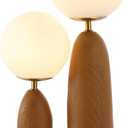 JONATHAN Y JYL4065A Oda 17.75" 2-Light Modern Bohemian Resin/Iron/Frosted Glass Danish Cactus LED Table Lamp, Brown Wood Finish, for Living Room, Office, Bedroom (Brown Wood Finish/Brass Gold)
