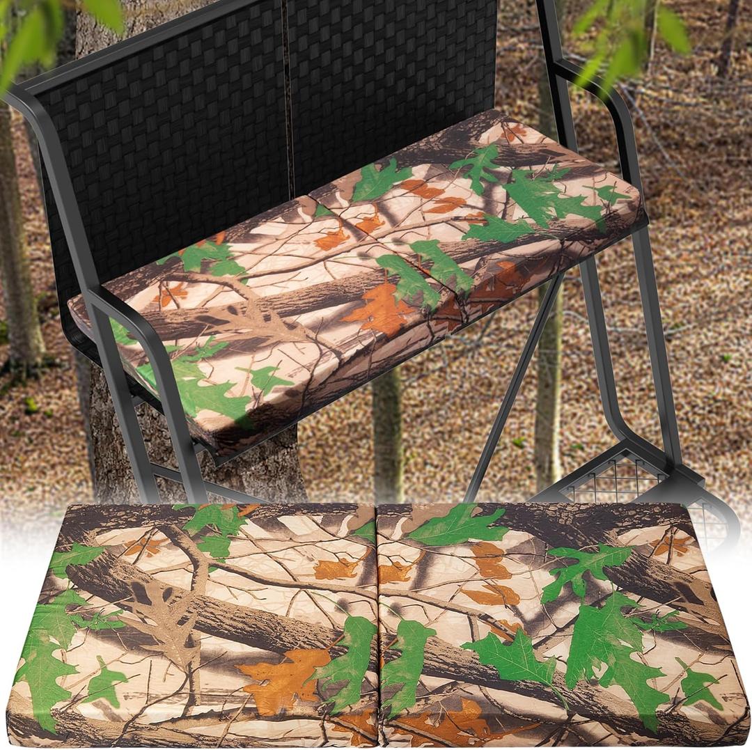 RunNico 31.5 ''×14''×1.2''Tree Stand Seat Cushion, Thickened 2 People Tree Stand Replacement Seat, Foldable Treestand Seat Pad for Outdoor Hunting Ladder Tree Stands