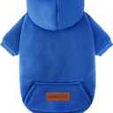 1 Pack Dog Hoodie Warm Hood Dog Sweater Cold Weather Small Dogs Sweatshirt Comfort Pet Clothes for Small Medium Dogs with Pockets Cats Chihuahua Clothes for Male Female Girl Boy Sporty Daily Wear, Size XS (Back: 7.5",Chest: 12.6", 1.8-3.5lbs)