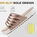 GPOS Womens Slides with Memory Foam Soft Cushioned Cozy House Slippers for Woman Comfy Open Toe Ladies Sandals Leather Slip on Bedroom Shoes Plantar Fasciitis Indoor Outdoor (Gold, M)