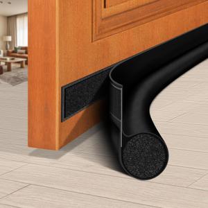 HomeProtect Door Draft Stopper 36 Inch Door Draft Blocker Door Guard Reduce Cold Air, Light, Odor, Soundproof Door Sweep for Bottom of Door Weather Stripping Door Seal Fit for Interior/Exterior Black