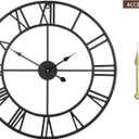 LEIKE Large Wall Clock, 24" Completely Silent, Non Ticking, Battery-Operated,Rustic Round Modern Metal Wall Clock Decor for Living Room, Bedroom and Kitchen, (60cm, Black-Roman Number)