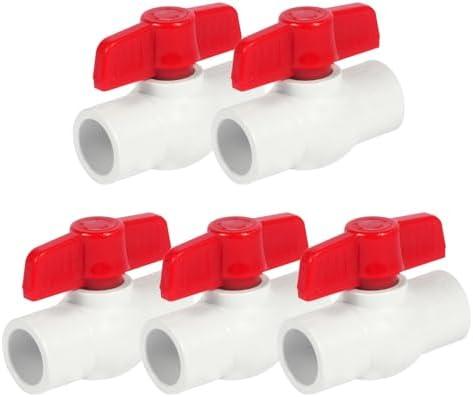 [5 Pack] 1/2'' PVC Ball Valves, Water Shut Off Valves, 1/2 inch Ball Valves Slip, Pipe Fittings, Rated at 150 PSI, Socket (1/2'' - Box of 5)
