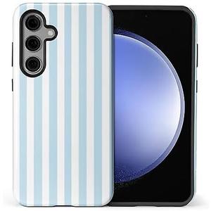Compatible with Samsung Galaxy S24 Plus Glossy Case for Girl Boy Full Body Design Soft Silicone Drop Shock Scratch Protection Crazy Pattern Blue and White Stripes Geometric Vertical Line