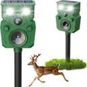 Ultrasonic Deer Repellent Devices 2 Packs , 2026 Upgrade Solar Animal Repeller with Motion Sensor & LED Lights, Waterproof Cat Deterrent Outdoor, Effective Repel Deer, Coyote, Raccoon, and Dog