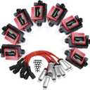 BANG4BUCK 8Pcs Ignition Coils Pack Square Type UF271 D581 + 8Pcs 8mm Spark Plug Wires Set High Voltage Energy for Cadillac Chevrolet GMC Part Number 12558693 12556893 3859078