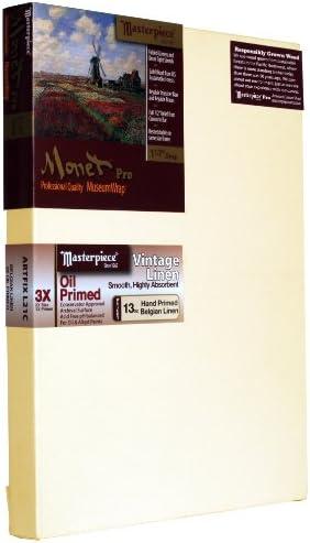 MASTERPIECE 44124 Monet Pro 1.5" Deep Vintage L21C Belgian Linen 13.0 oz Oil Primed Linen Stretched Canvas 10" x 10"