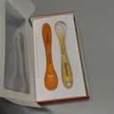 Silicone Baby Spoons 2-Pack with Case, New Born Self Feeding Toddler Spoon, Baby Led Weaning Supplies, Toddler Utensils with Safety Chain, Baby Eating Essentials, Dishwasher Safe