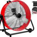 WARMLREC Industrial Fan 24 Inch Heavy Duty Drum 3 Speed 8800 CFM Air Circulation High Velocity Fan For Warehouse, Workshop, Factory, Commercial, Residential and Greenhouse Red