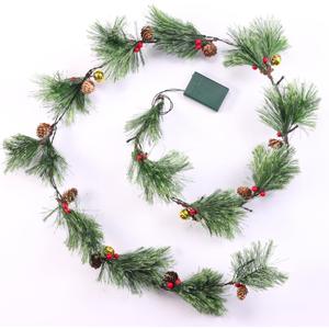 Christmas Garland with Lights, Pre-lit 6 Feet Natural Christmas Smokey Pine Garland, Rustic, Used to Decorate Rooms, Fireplaces, Chandeliers, Stairs