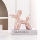 4Inch Modern Decorative Balloon Dog Figurine, Metallic Ceramic Sculpture, Contemporary Home Decor (Pink2)