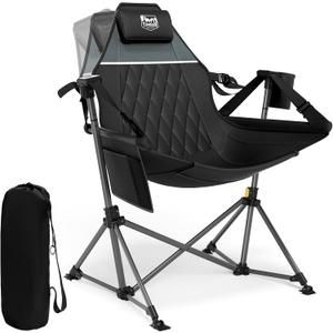 TIMBER RIDGE Hammock Camping Chair, Oversized Swinging Hammock Chair with Adjustable Back and Seat for Outdoor Lawn, Sports, Supports 400lbs, Black