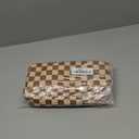 Makeup Bag Travel Cosmetics Pouch and Toiletry Bag, Nylon Zipper Pouch Purse, Cute Make Up Organizer Storage Tote for Women Girls, Travel Skincare Case, Small Makeup Case, Chocolate Sand Checkered