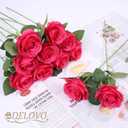 52pcs Hot Pink Roses Artificial Flowers Fake Flowers Silk Roses with Stems for DIY Wedding Bouquets Bridal Shower Centerpieces Arrangements Party Decorations