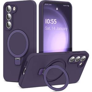 SKYLMW for Samsung Galaxy S23 Case with Magnetic Invisible Stand [Compatible with Mag-Safe] Military Drop Tested [Full Camera Protection] Silicone S23 Cases for Men Women, Purple