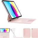 RAYMCRAFT for iPad 11th(A16, 2025)/10th Generation Case with Keyboard, Magic Keyboard 2022, Springy Backlit Keys, Stain-Resistant Surface, Multi-Touch Trackpad,Pink