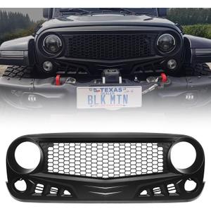 Front Grill w/Mesh Matte Black Grille For Jeep Wrangler 2007-2018 | Rubicon Sahara Sport JK JKU (Challenger)