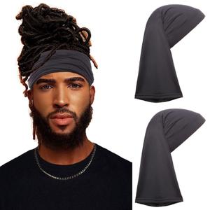 Leeven 2 Pieces Wide Elastic Loc Cap and Long Braid Cover for Full Hair, Stocking Sleep - Black
