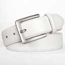 Men's Genuine Leather Dress Belt, 1 3/8" Classic Mens Jeans Pants Belt for Work Business Casual Golf (White)