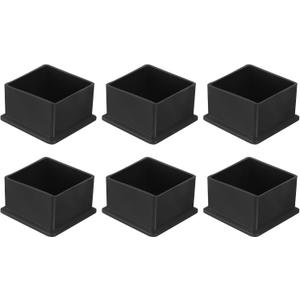 uxcell 6Pcs PVC Square Chair Leg Caps, 47mm x 47mm OD Black Furniture Feet Pads Table Foot Cover Caps Floor Protectors for Patio Table Cabinet Bed Furniture