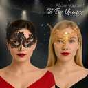 Masquerade Mask for Couples Women and Men - 3 Pack Venetian Gold and Black Lace, Mardi Gras Mask (Black)