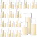 Shihanee 108 Pcs Pillar Candles, Cylinder Vases 54 Sets,Ivory White
Clear Glass Holders for Centerpieces, Vases for Weddings Events, Varied Heights Cylinder Holders, Table Decor Parties