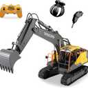Mostop Remote Control Excavator 1/16 Scale 3 in 1 RC Excavator Shovel Loader Digger Toy with 2 Tools,17 Channel Full Functional RC Construction Truck Vehicle Tractor with Sound and Light