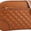 FYY Small Crossbody Bags for Women Quilted Vegan Leather Crossbody Purses for Women Travel with Adjustable Shoulder Strap (Brown)