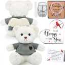 Kenning Cremation Keepsake Urn for Ashes Set, Memorial Bear with Mini Urn & Spoon, Acrylic Heart Memorial Plaque, Angel Wing Bracelet, Sympathy Bereavement Gift for Loss of Loved One or Pet (White)