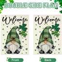 Artscope St Patricks Day Green Gnome Clover Garden Flag 12x18 Inch Double Sided for Outside, Welcome Shamrocks St.Patrick's Day Garden Flag for Holiday Yard Outdoor Decoration