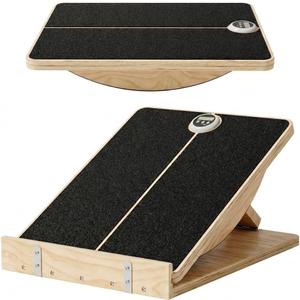 Slant Board for Exercise, 2-in-1 Balance Board & Calf Stretcher with Timer,Adjustable Wooden Squat Wedge with Anti-Slip Surface,Incline Board for Stretching & Blance Training