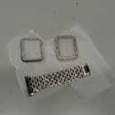 Supoix Compatible with Apple Watch Band 38mm 40mm 41mm 42mm 44mm 45mm 46mm 49mm+ Case, Women Jewelry Bling Diamond Rhinestone Replacement Metal Bands & 2 Pack PC Protector Case for iWatch Ultra 2/ Ultra Series 10/9/8/7/6/5/4/3/2/1/SE (Silver)