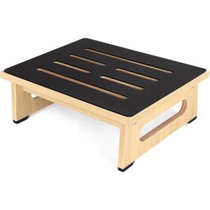 One Step Stool for Adults Seniors with Non-Slip Rubber Stepping Feet, Heavy Duty Platform Step Stools, 5.5 in Portable Bed Steps for High Beds for Bathroom, Bedroom, Kitchen & Bedside Kids Support (Light Wood)