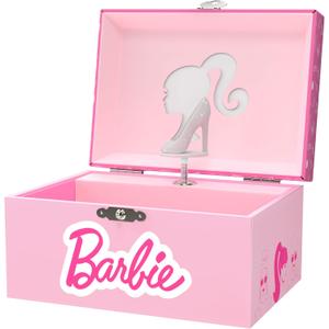 Barbie Storage Organizer for Accessories - Musical Jewelry Box with Spinning Figurine, Barbie Toys for Girls Ages 3-5 - 6 x 4.7 x 3.5 in