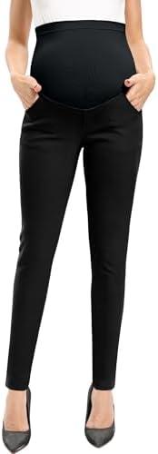 POSHGLAM Women's Maternity Skinny Pants Casual Work Slim Pull-on Comfy Stretch Pants, S-XXL