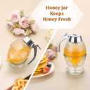 Honey Dispenser, No Drip with Stand, Maple Syrup Honey Container, Elegant Honeycomb Design for Home Decor for Any Occasion