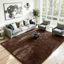 8x10 Fluffy Area Rug for Living Room: Soft Non-Slip Brown Bedroom Carpet