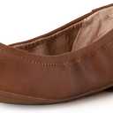 Women's Belice Comfortable Slip-On Ballet Flats Shoes, Chestnut Brown Faux Leather, 8