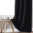 ChrisDowa 100% Blackout Curtains for Bedroom with Black Liner, 2 Thick Layers Total Blackout Thermal Insulated Grommet Long Window Curtains 2 Panels Set (Black, 52 x 95 Inch)
