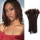 IXIMII Chocolate Brown Dreadlock Extensions Human Hair 0.8 cm 10 inch 20 Strands #4 Handmade Permanent loc Extensions with Needles and Comb Real Human Hair Dreads Extensions for Women Men Kids