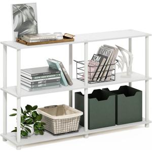 Furinno Turn-N-Tube Storage Shelves, 3-Tier 47.4 Wide Book Shelf, Corner Shelf, Toolless Open Shelves, for Organization and Storage, Living Room, Garage, Home Office, White