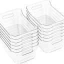 Tiawudi 12 Pack Plastic Storage Bins, Multi-Use Organizer Bins, Pantry Organizer, Clear Storage Containers, Bins for Home & Kitchen