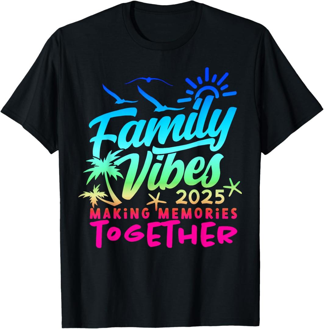 Family Vacation 2025 Beach Matching Family Summer Vacation T-Shirt (Small, Black)