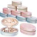 Kenning 12 Pcs Small Velvet Travel Jewelry Box Mini Jewelry Case Portable Organizer Pouch Bridesmaid Proposal Gift for Women (Oval)