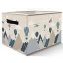 Nogrit Sky Adventure Storage Bins Box, Toybox for Boys, Blue Aircraft Hot Air Balloon Foldable Baskets Organizer Container with Handles for Kids Boys Bedroom Bathroom Clothes Toys Books