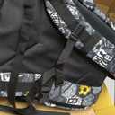 Decorably 2pc Set Soccer School Backpack for Boys with Lunch Bag with Metallic Black and Gold Design, Multi-Compartment, Water-Resistant - Back to School Gift for Kids, Toddler, Preschool, Elementary, 11.8x5.1x16.5 Inches