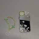 Compatible with iPhone 16 Pro Max Case, White Daisy Pattern Design,Shiny Mirror Case,2-in-1 with Beaded Wrist Strap,Soft TPU Frame, Shockproof and Anti-Shock, Suitable for Women & Girls